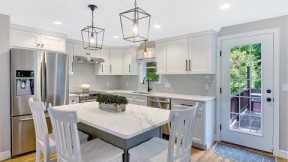 SPLIT LEVEL HOUSE IDEAS | 1960s Home Renovation, Small Island Kitchen Design, All White Kitchen!