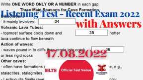 IELTS LISTENING ACTUAL TEST 2022 WITH ANSWER | 17.08.2022