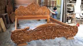 Latest Design Princess Bed With Monolithic Hardwood || Extremely Wonderful Carved WoodWorking Art