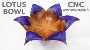 Lotus Bowl CNC Woodworking Art - CNC router carving an epoxy resin artwork piece