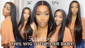 ✨STUNNING 34” LONG STRAIGHT WIG INSTALL | TOP QUALITY!!| FT.  ALLOVE HAIR