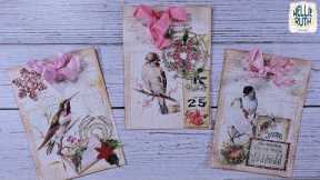 Simple and Easy Bird Journaling Cards for your  Pink Christmas Junk Journal : Craft with Me Tutorial