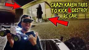 Crazy Lady Tries to KICK fpv RC Car In N Out Troll Prank!!!