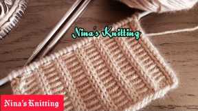 Super Easy 2 Rows Repeat Knitting Pattern With English Subtitles