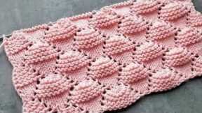 Easy Knitting Pattern. Icecream cone pattern/Strawberry 🍓/Shell stitch.