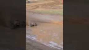 crazy fast RC cars drag racing in the mud