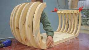 Curved Handmade Woodworking With Amazing Creative Design // How To Create A Table Full Of Novelty