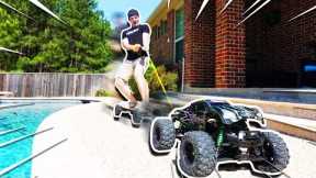 WORLD'S BIGGEST RC CAR TOWING ME!!