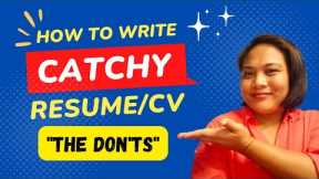 HOW TO WRITE A CATCHY RESUME | Be a CYBERBACKER