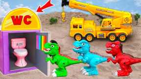 RC Car toys | Build DIY toilets for Dinosaurs with JCB Construction Vehicles - ToyTV for kids