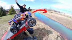 RC TRUCK WATER JUMP! | WILL IT FLOAT OR FLY?