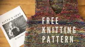Kitty's Vest FREE KNITTING PATTERN Easy Fast Simple Beginners tutorial Chunky knit instructions 2022