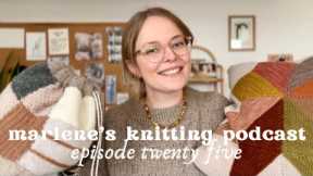 swatch bag, stella quilt cushion and single socks • marlene’s knitting podcast, episode 25