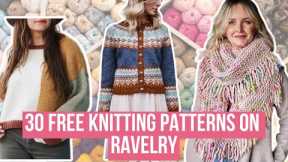 30 FREE Knitting patterns on Ravelry #knittingpattern