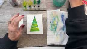 Create fun geometric Christmas trees with ink and tape!