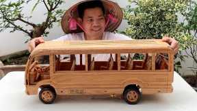 Wood Carving - Manufacturing the Toyota Coaster Mini Bus from Wood - Woodworking Art