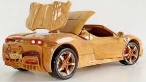 Wood Carving - Ferrari SF90 Spider 2022 - Woodworking Art