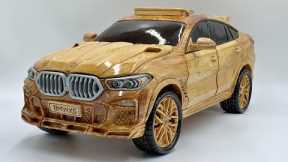 Wood Carving - Crafting a Unique BMW X6 from Wood - Woodworking Art