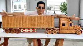 Wood Carving - Super Truck International Lonestar  - Woodworking Art