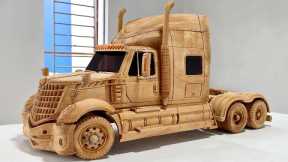 Wood Carving - International Lonestar (Truck) - Woodworking Art