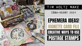 EPHEMERA IDEAS! CREATIVE WAYS TO USE POSTAGE STAMPS - VIGNETTE CARD FILE [TIM HOLTZ IDEA-OLOGY]