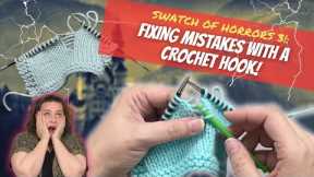 Fixing Knitting Mistakes with a Crochet Hook with Slow-Motion!