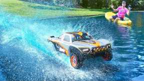 HUGE RC CAR DRIVES ON WATER!!