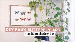 DIY Faux Butterfly Shadow Box + Antiquing a Frame