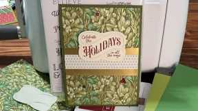 Happy Holidays Christmas Labels Card Tutorial by Stampin’ Up! - Season of Green & Gold Specialty DSP