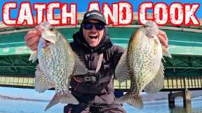 Catch and Cook Crappie In The WINTER! (NEW RECIPE!) Fishing With Jigs!