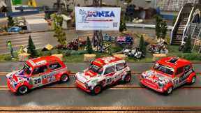 BRM slot cars mini coopers 1/24 scale. Available at Bonza Hobbies https://bonzaslotcars.com.au/