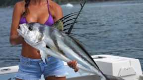 Catching Roosterfish fishing in paradise