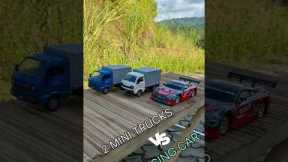 RC Power Jump Battle - 2 Mini  Trucks vs Racing Car!🚀