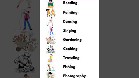 Types of Hobbies in English....#learnenglish #vocabulary #englishlanguage