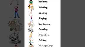 Types of Hobbies in English....#learnenglish #vocabulary #englishlanguage
