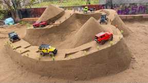 RC Off-Road Cars Adventure Across Long Sand Mountain Trails.