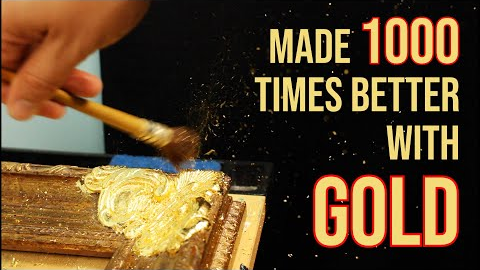 gilding this OLD VINTAGE ORNATE wooden picture frame with 23kt. GOLD LEAF | sign painting,