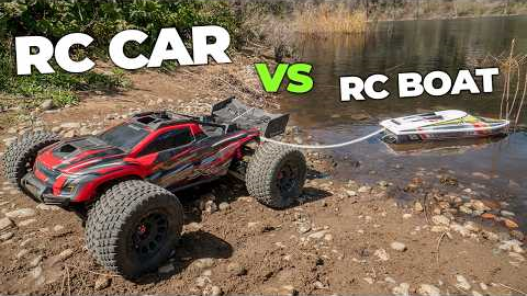 Rc Cars vs Rc Jet Boat Tug a war