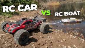 Rc Cars vs Rc Jet Boat Tug a war